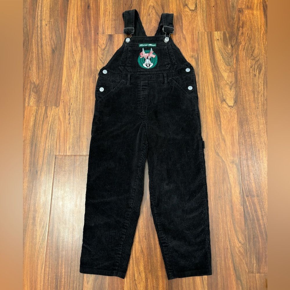 Looney Tunes Bugs Bunny Warner Bros Vintage 1996 Black Corduroy Overalls